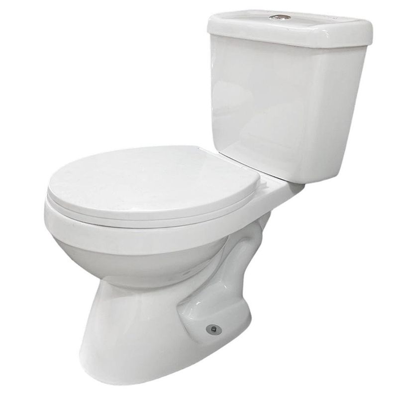 Sanitario de 2 Piezas Redondo Color Blanco con Botón Push