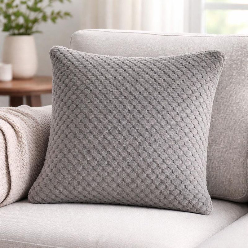 Set de 2 Cojines Decorativos de 40 x 40 cm con Textura Suave Color Gris