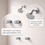 Regadera con Mezclador 2 Llaves 8 Plg Tipo Pomo Cromo