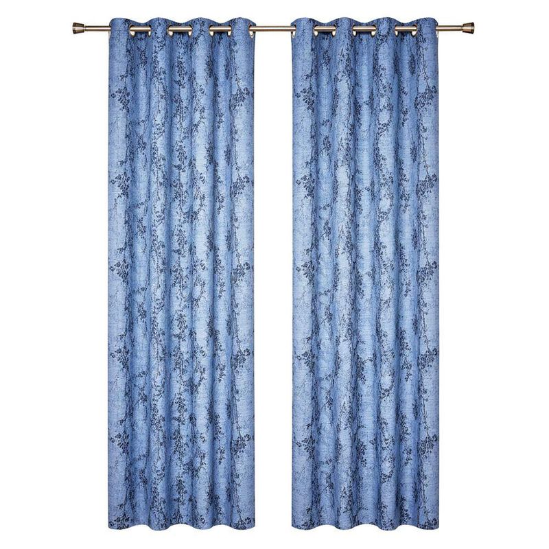 Cortina para Ventana Black Out de Flores 137x228 Cm Color Azul