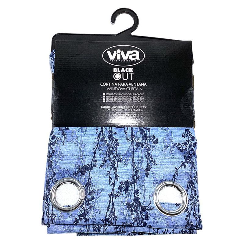 Cortina para Ventana Black Out de Flores 137x228 Cm Color Azul