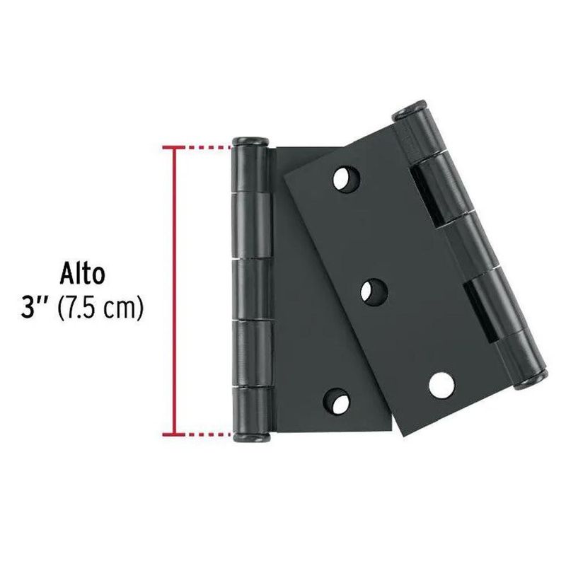 Bisagra Cuadrada de Acero Inoxidable Negro Cabeza Plana 2 Uds de 3 Plg