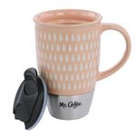 Taza Cerámica con Tapa Coupleton Color Peach de 15 Oz