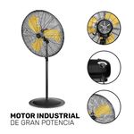 Ventilador de Pedestal y Pared Industrial 3 Aspas Amarillas 26 Plg