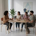 Comedor Rectangular Toffie para 4 Personas con Sillas Tapizadas Color Beige