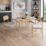 Comedor Rectangular Toffie para 4 Personas con Sillas Tapizadas Color Beige