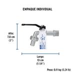 Chorro Tipo Bola Palanca 1/2 Plg x 3/4 Plg 120g con Adaptador de Metal