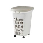 Almacenador de Alimentos para Mascotas Trendy con Tapa y Ruedas de 38 lb