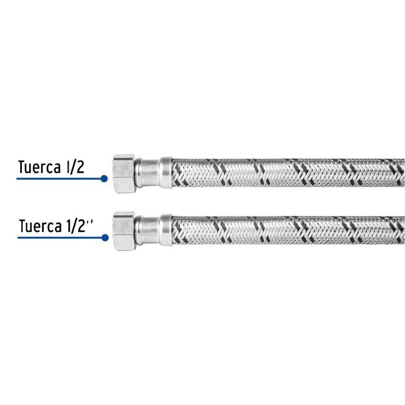 Manguera para Calentador 1/2 x 1/2 Plg 80 cm de Acero Inoxidable