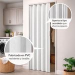 Puerta Plegable de PVC Blanca Tipo Acordeón con Diseño de Madera Vertical 90x210 Cm