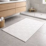 Alfombra de Baño Blanca con Diseño Geométrico de 60 x 100 Cm