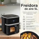 Freidora de Aire con Panel Táctil y Rejilla Antiadherente de 5 L