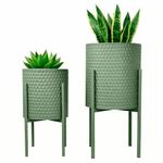 Set de 2 Maceteros de Metal Color Verde de 60.5 Cm