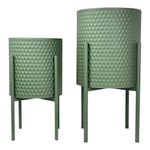 Set de 2 Maceteros de Metal Color Verde de 60.5 Cm