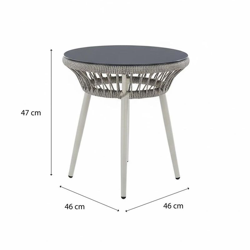 Set de Patio Pepe de 3 Piezas con Mesa Redonda Color Gris y Crema