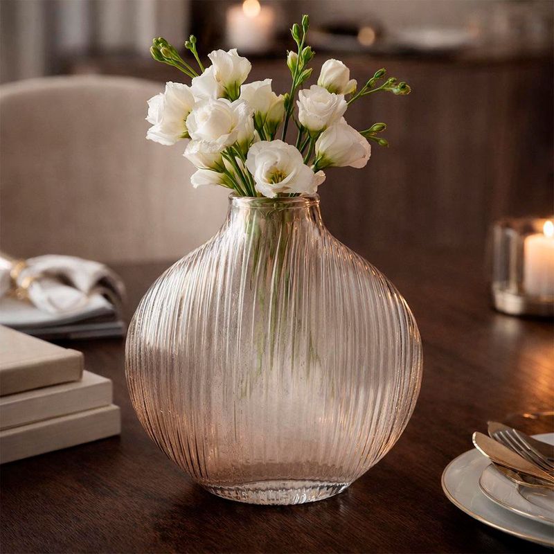 Florero Rosegold Chato de 24 Cm