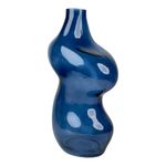 Florero de Vidrio Curvo Color Azul de 32 Cm