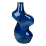 Florero de Vidrio Curvo Color Azul de 32 Cm