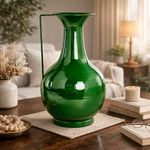 Jarrón Decorativo de Metal con Asa 24 x 14.8 x 38.5 cm en Color Verde