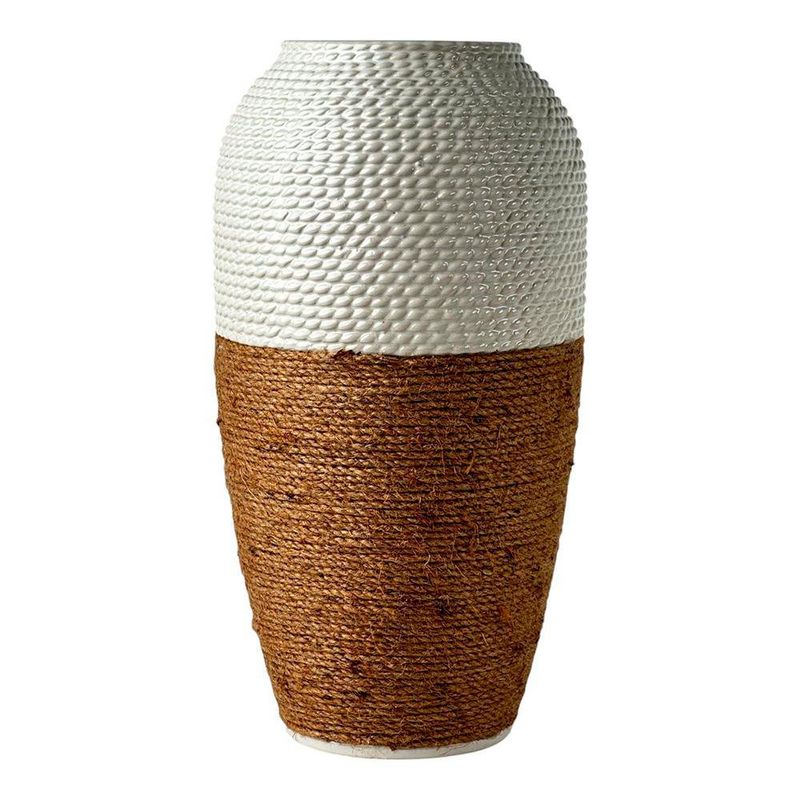 Florero Color Blanco Diseño Lazo de 33.5 Cm