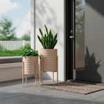 Set de 2 Maceteros de Metal Color Beige de 60.5 Cm