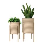 Set de 2 Maceteros de Metal Color Beige de 60.5 Cm