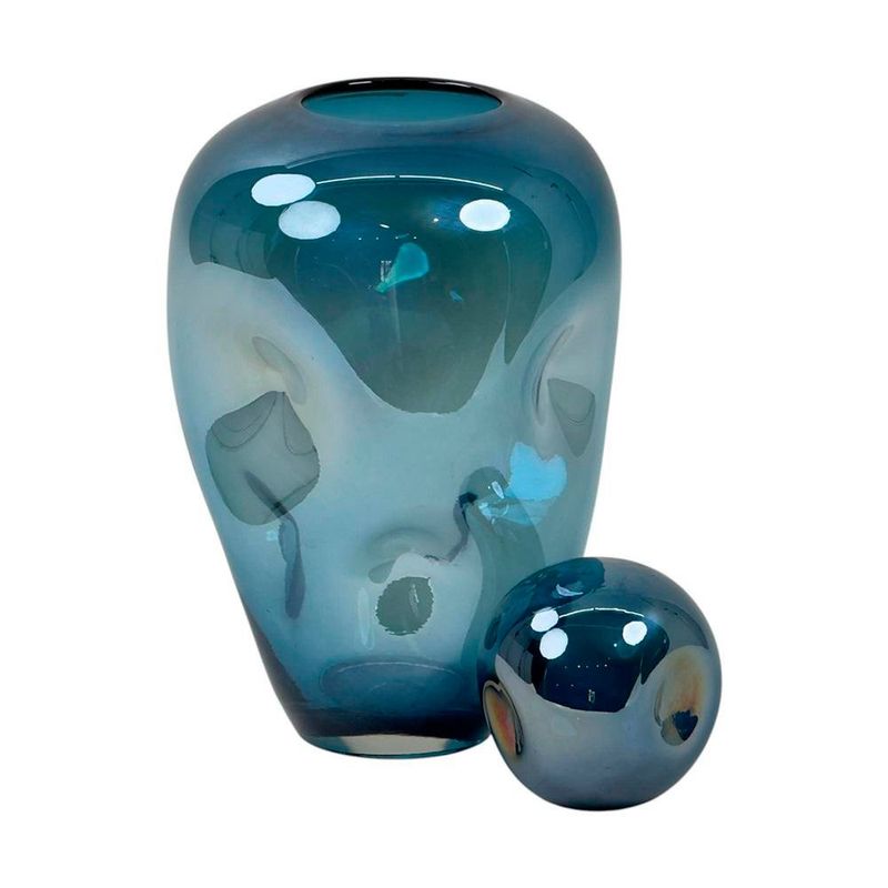 Ánfora Color Azul con Tapa de 35.5 Cm