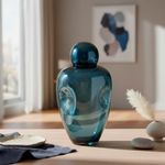 Ánfora Color Azul con Tapa de 35.5 Cm