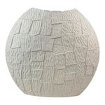 Florero Plano Texturizado Color Blanco de 31.5 Cm