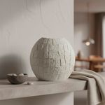 Florero Plano Texturizado Color Blanco de 31.5 Cm