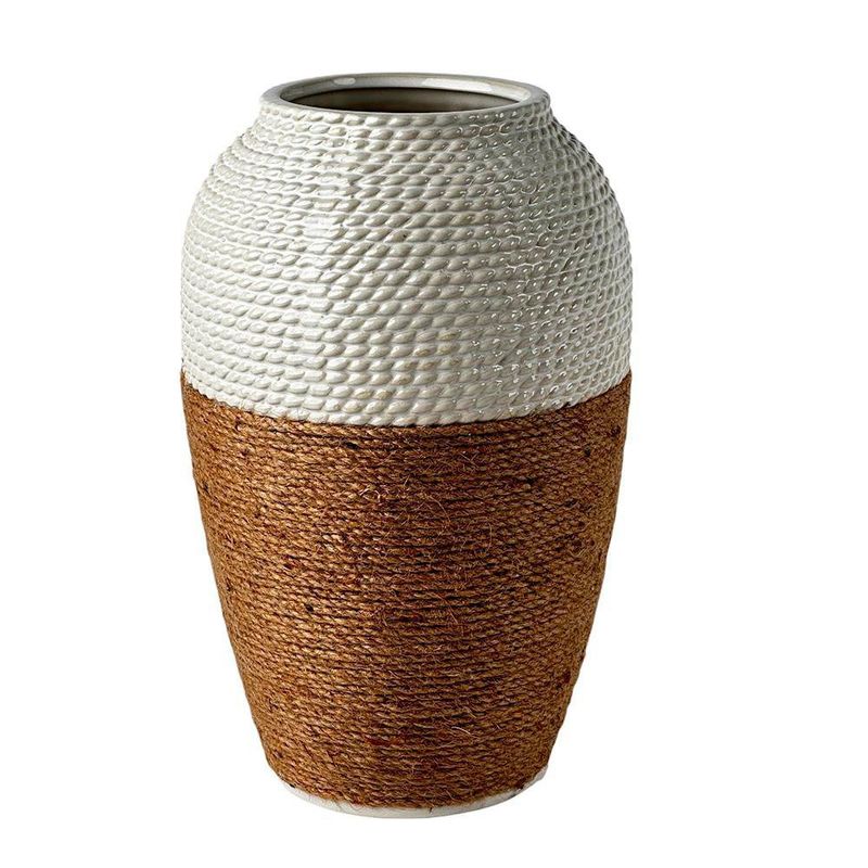 Florero Color Blanco Diseño Lazo de 28 Cm