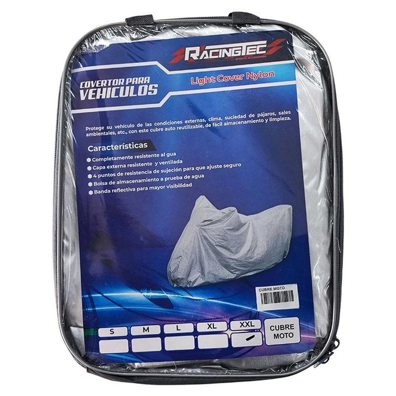 Cobertor para Moto Racingtec Light Cover Nylon Talla XXL en Color Gris
