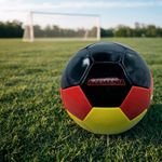 Pelota de Futbol No.5 Alemania Color Negro con Rojo y Amarillo