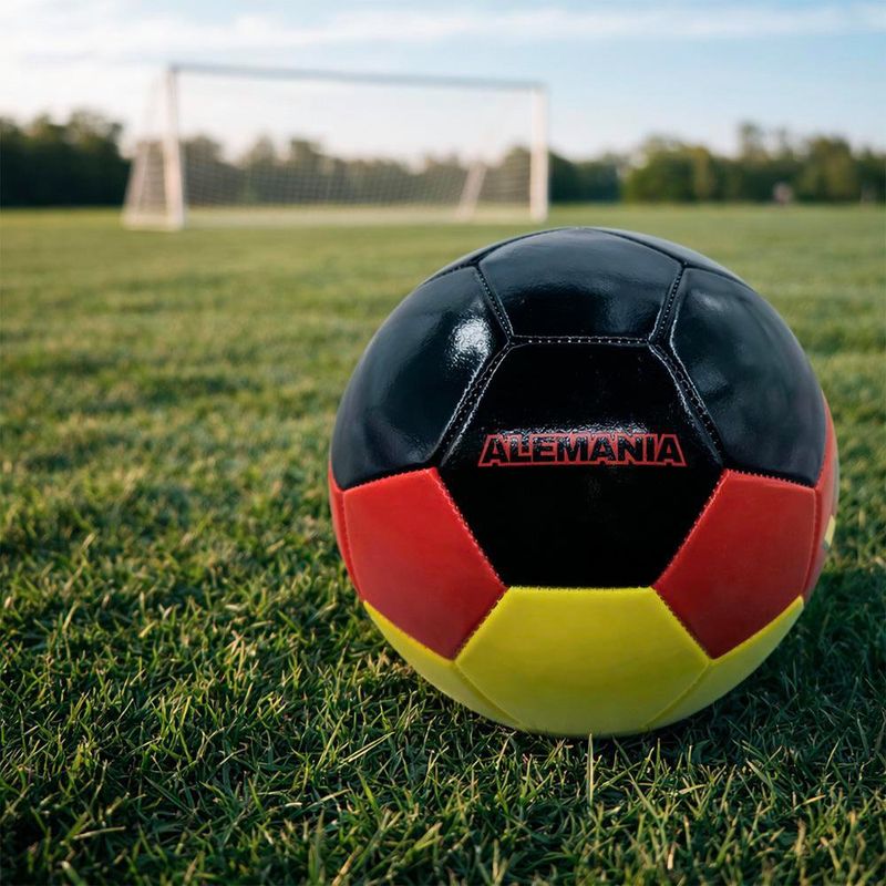 Pelota de Futbol No.5 Alemania Color Negro con Rojo y Amarillo