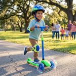 Tri Scooter Infantil con Casco y Rodilleras de Protección Color Azul