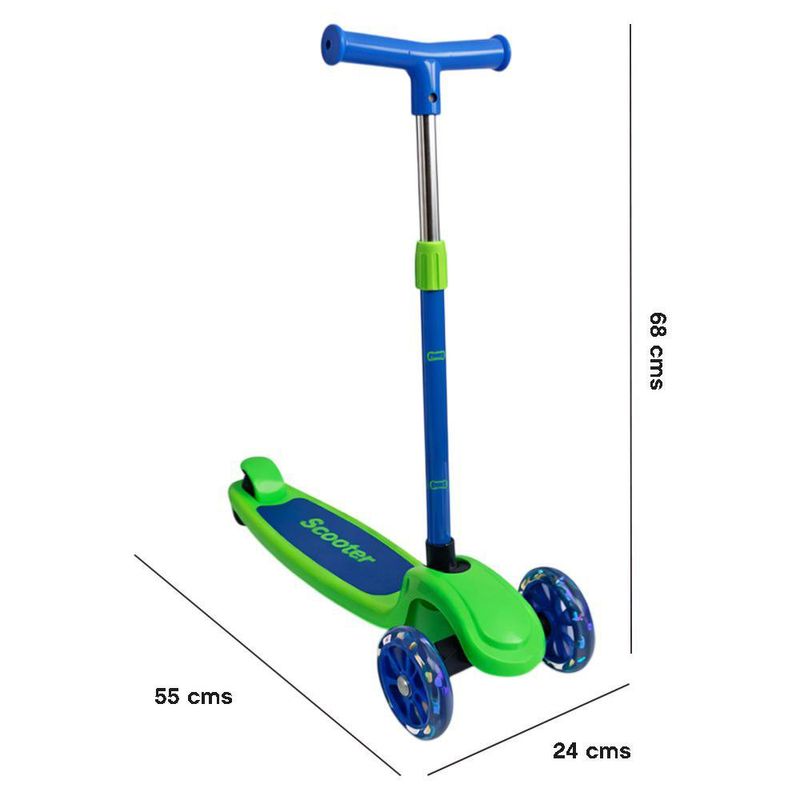 Tri Scooter Infantil con Casco y Rodilleras de Protección Color Azul