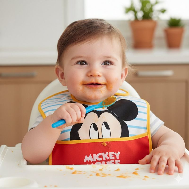 Babero con Bolsillo Diseño Mickey Mouse Rojo y Amarillo