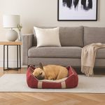 Cama para Perro Rectangular de Espuma y Fibra Rojo de 18 x 22 Plg