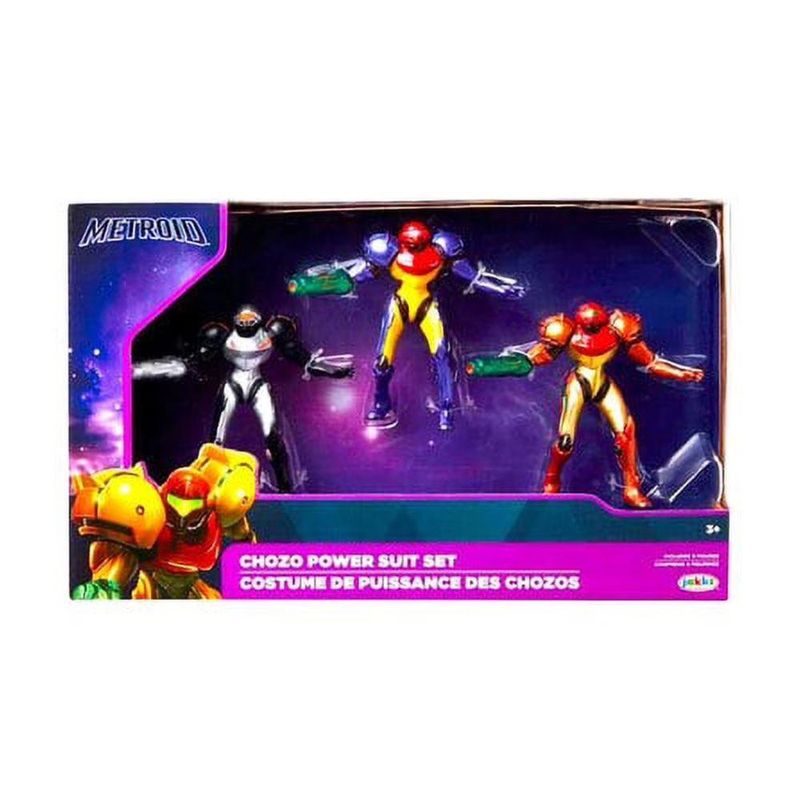 Set de 3 Figuras Metroid Chozo Power Suit Samus 2.5 Plg