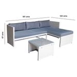 Sofá Esquinero de Patio Paul de 3 Piezas Poly Rattan Color Gris