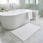 Alfombra de Baño con Diseño Geométrico 50 x 80 cm Color Blanco