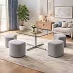 Set de Mesa con 4 Bancos Grises y Cubierta de Vidrio