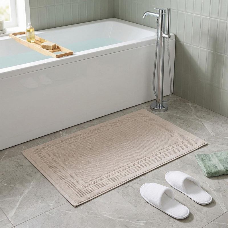 Alfombra de Baño Antideslizante Diseño Texturizado de 50 x 80 cm Color Beige
