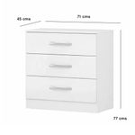 Gavetero Clara con 3 Gavetas Color Blanco de 71 x 45 x 77 Cm