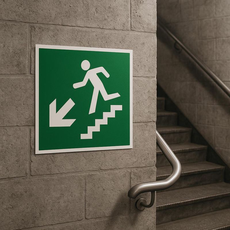 Rótulo Escalera Izquierda para Señalización de 30 x 14 Cm