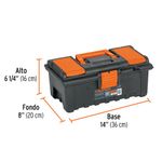Caja para Herramientas con Compartimentos 14 plg Color Naranja