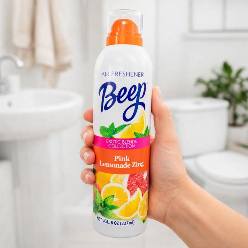 Aromatizante en Aerosol Beep Aroma Limonada Rosa Energizante de 237 ml