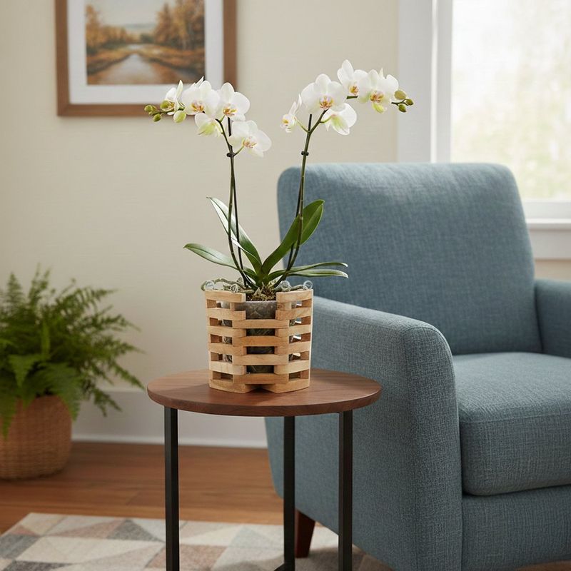 Maceta Octagonal Alta de Madera Teca No. 6