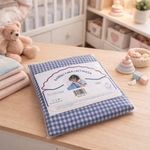 Cobertor para Lactancia Diseño de Cuadros Azules y Blancos