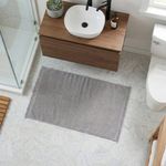 Alfombra de Baño con Diseño Liso de 50 x 80 cm Color Gris Claro